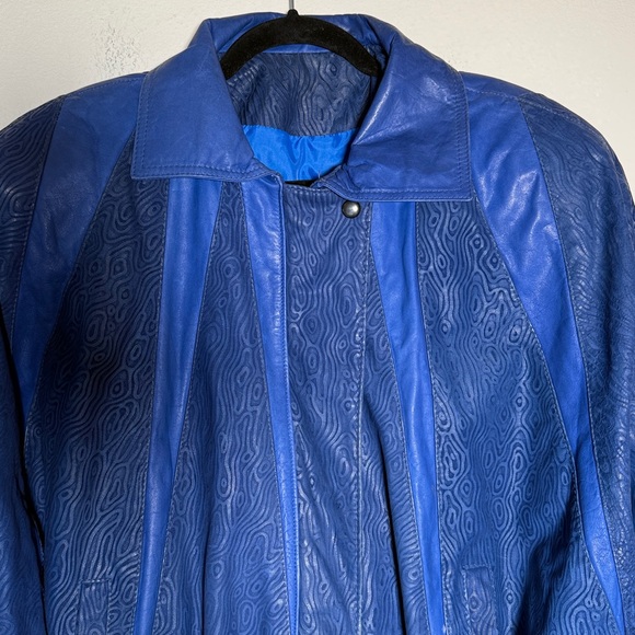 Vintage Gino di Giorgio, textured leather Blue Jacket - Picture 5 of 10